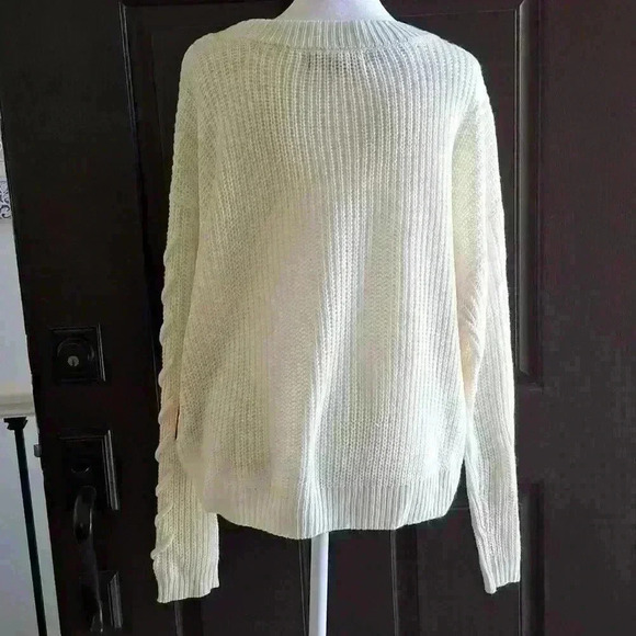 Almost Famous Juniors' Lace-Up Sweater White Size Extra Large - Picture 6 of 8